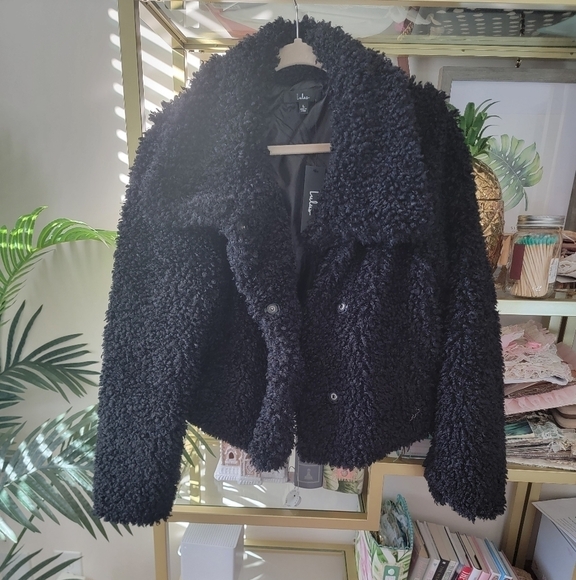 BNWT Black Faux Fur Teddy Coat in Women's Size Large - Picture 2 of 10